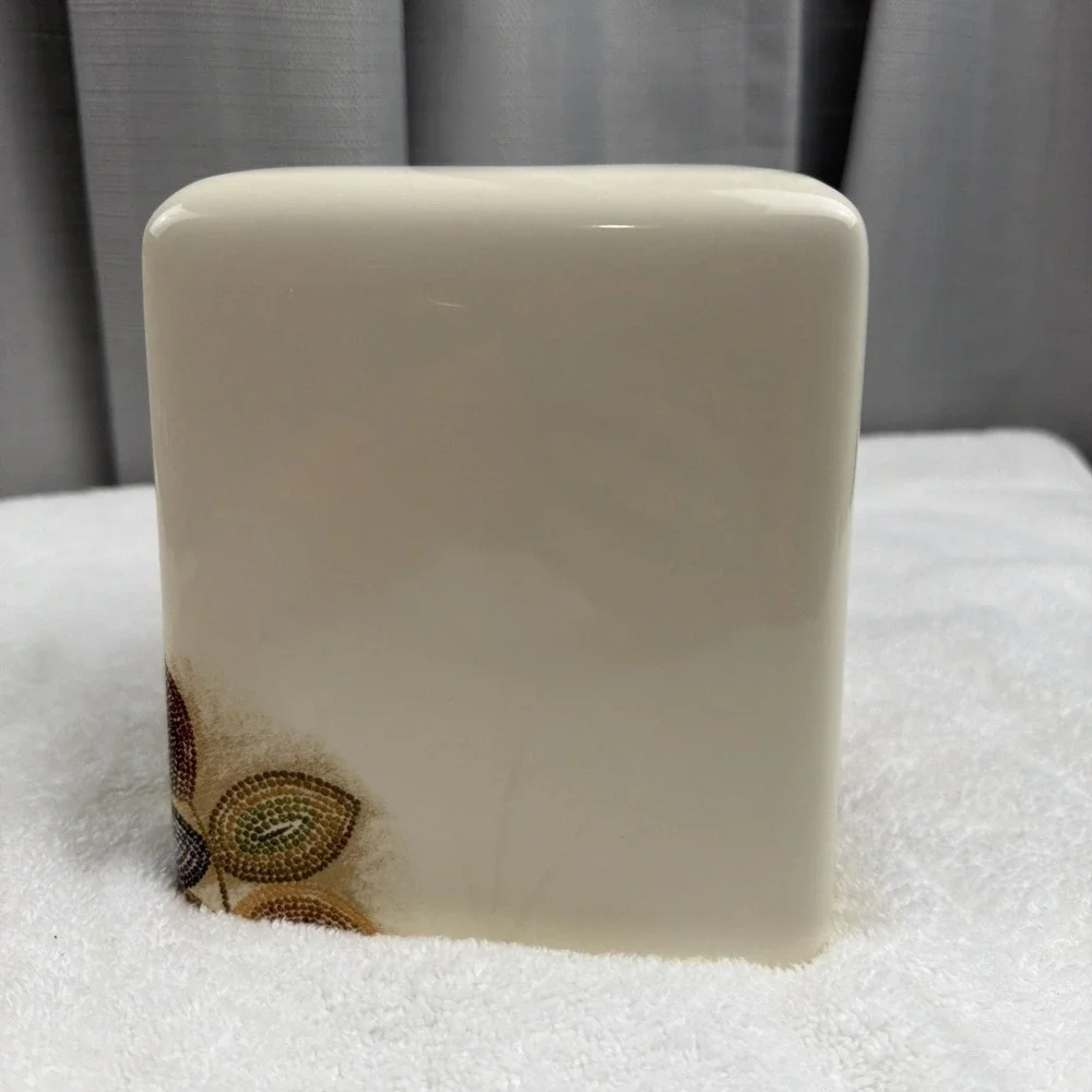 Croscill Home Mosaic Leaves Ceramic Square Tissue Box Cover Cream W Multi Color